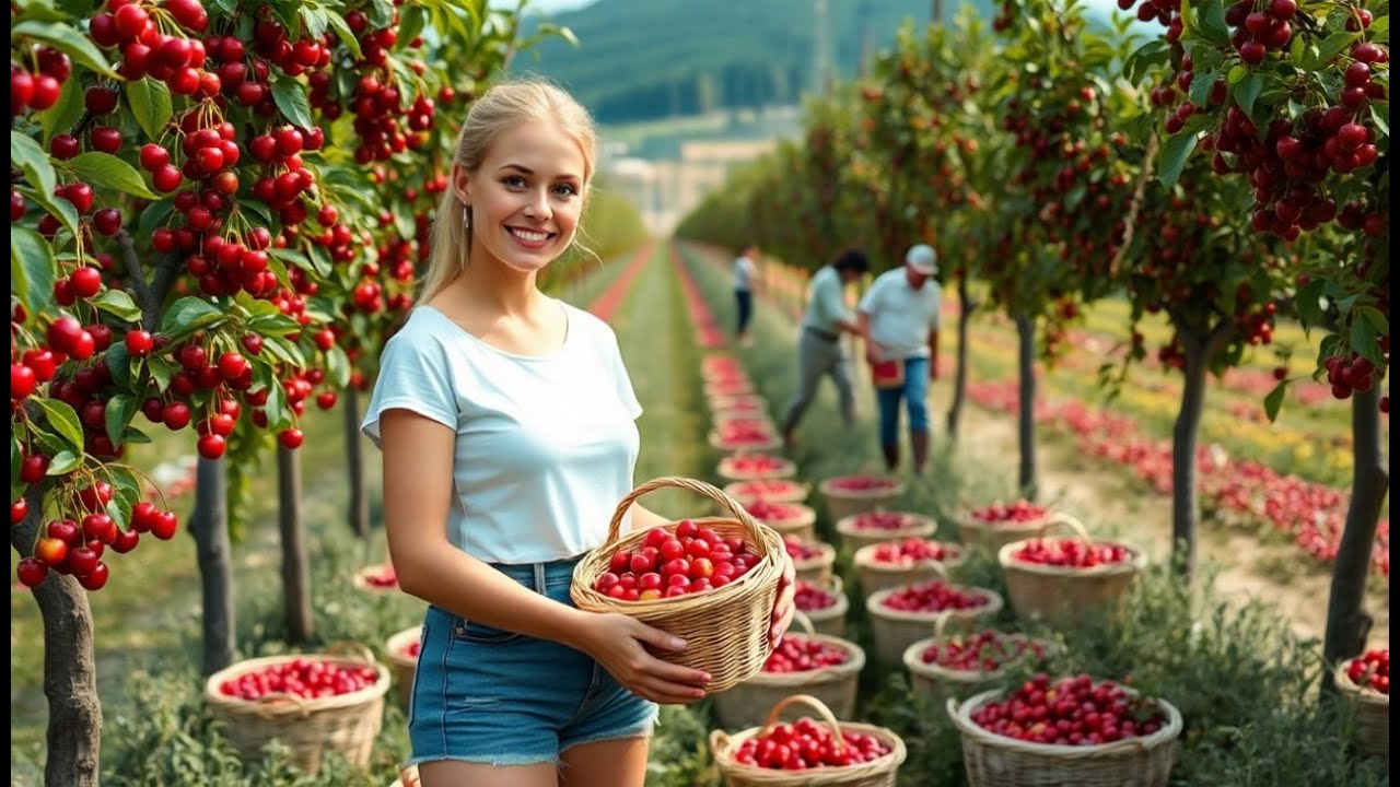 How to MILLIONS tonts of  Planting & Harvesting Cherry 🍒 |Agricultural Technology