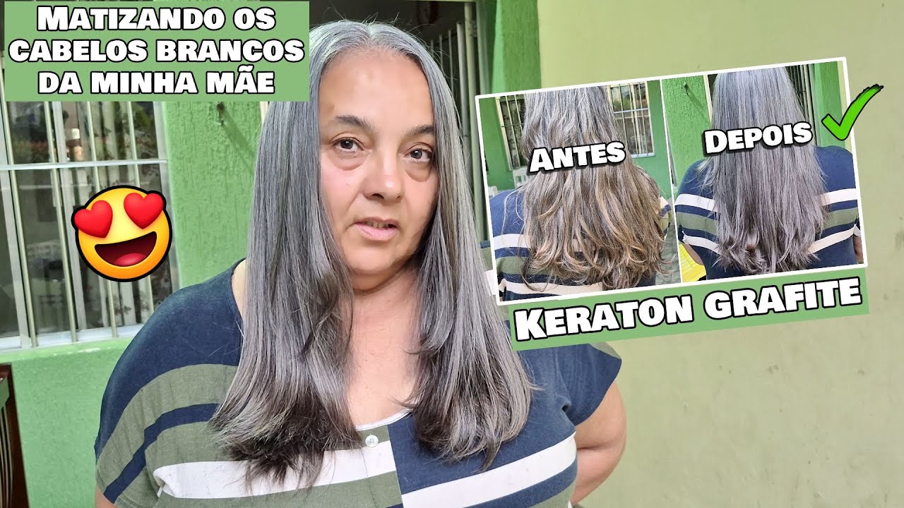 RESULTADO FINAL DA TRANSIÇÃO P/ CABELOS BRANCOS + MATIZAÇÃO  COM KERATON GRAFITE ♡ Gi Fagundes