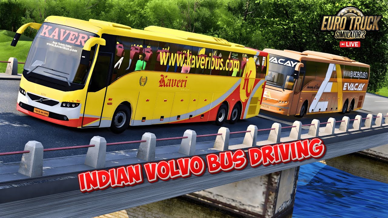 🇮🇳 Realistic Indian Bus Driving | Volvo B11R | Dindix Map | ETS2 Live (Controller)