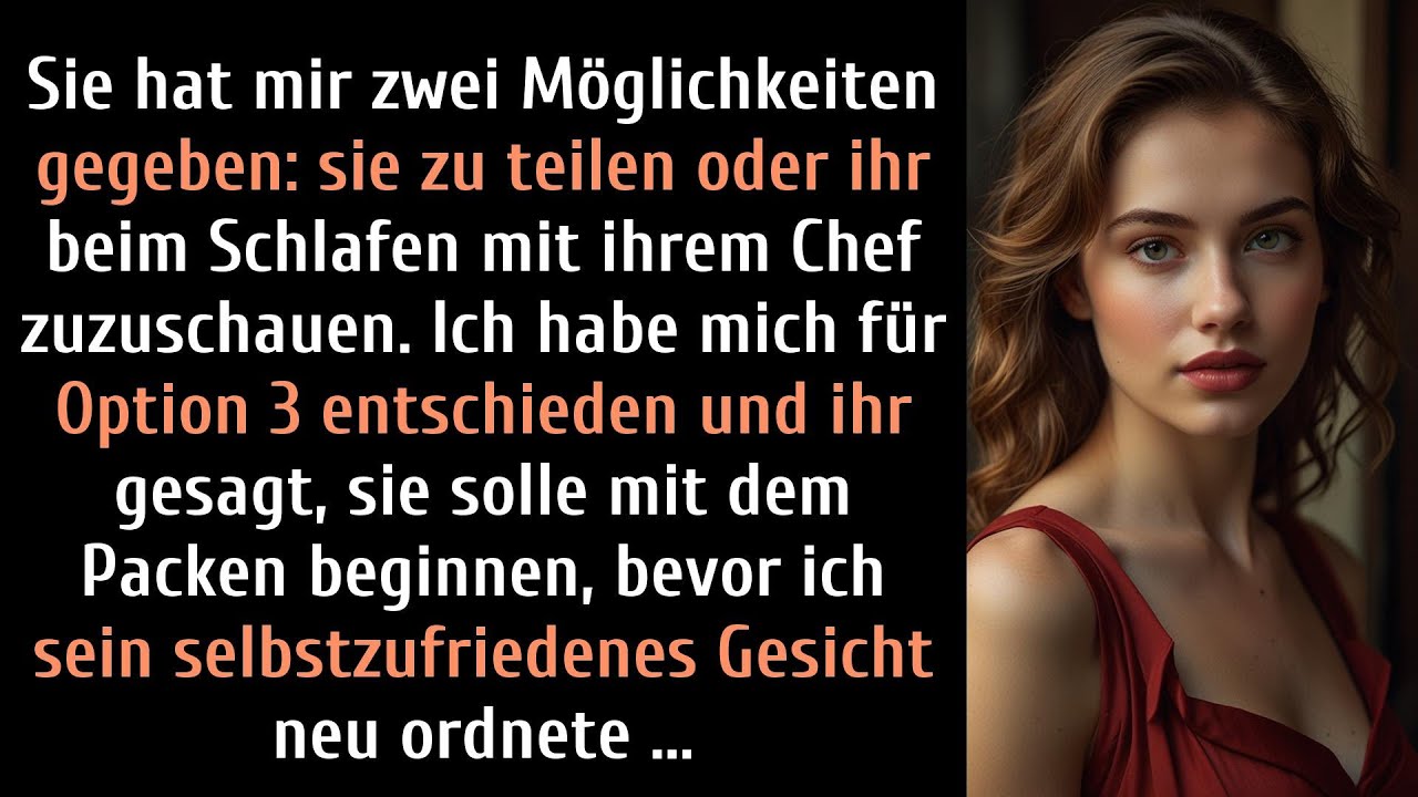 Sie gab mir zwei Möglichkeiten: Sie teilen oder mit ihrem Chef zusammen sein. Ich entschied mich für