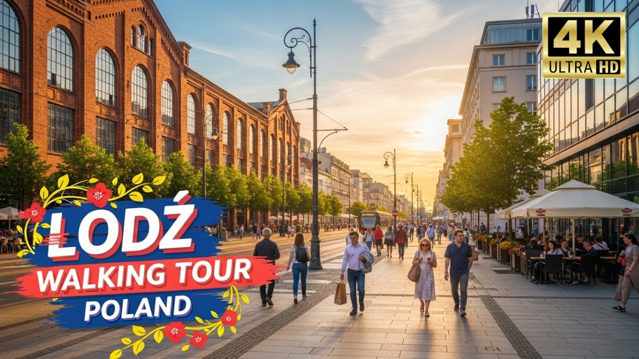 Ł&oacute;dź Day to Night Walking Tour : Sunny Walk through Poland's Cinematic City | 4K UHD