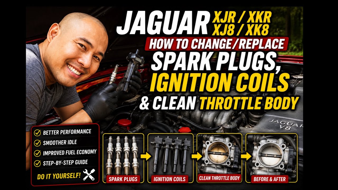 Jaguar XJR XKR XJ8 XK8 - Change/Replace Spark Plugs, Ignition Coils and Clean Throttle Body