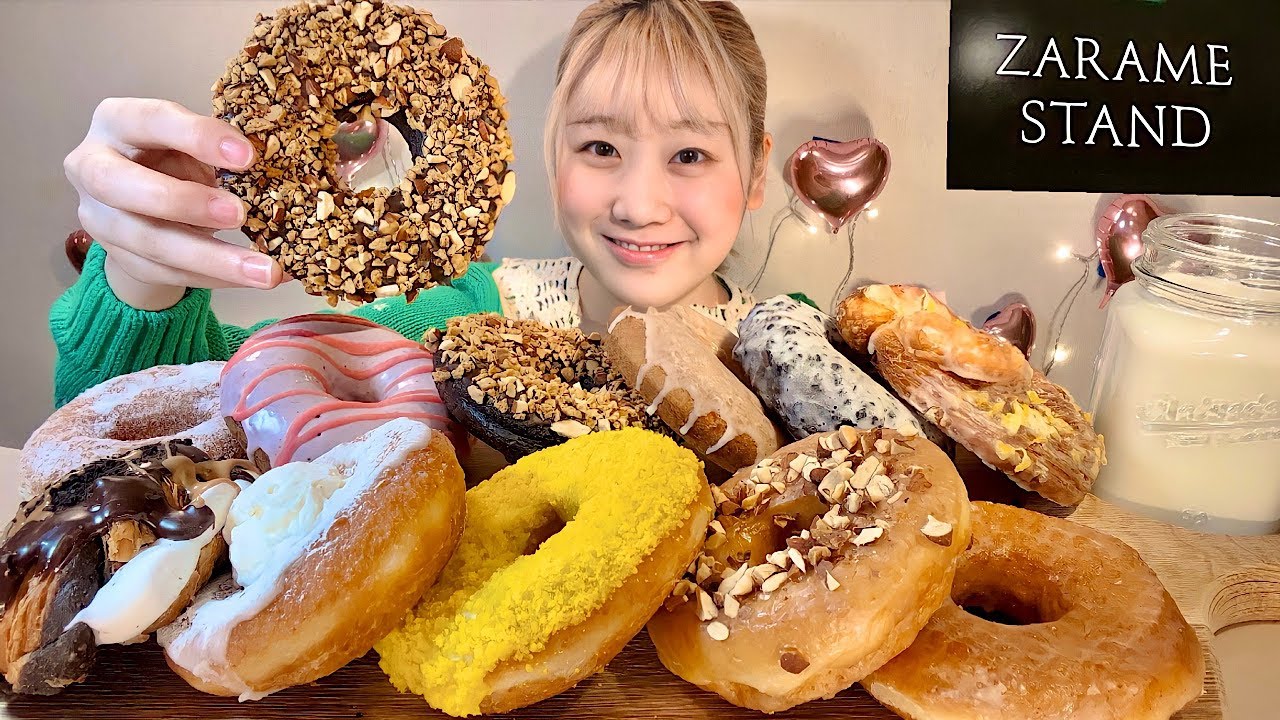ASMR Большой пончик【русские субтитры】【Mukbang/ Eating Sounds】
