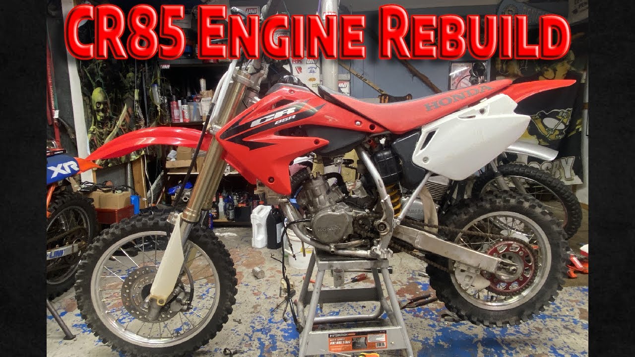 2006 Honda CR85 engine assembly with the Wiseco Garage Buddy engine rebuild kit