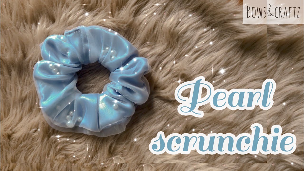 How to make pearl scrunchie| Double layer scrunchie with pearls DIY