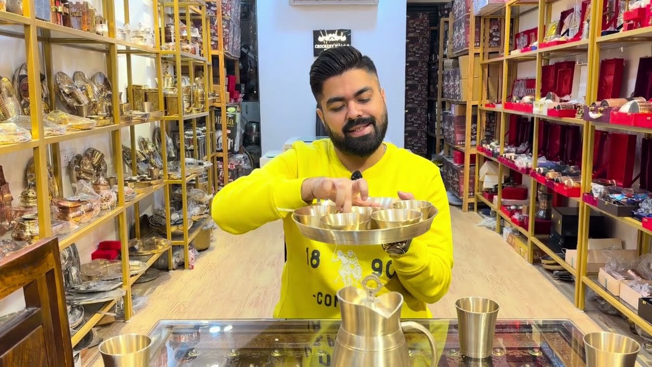 Pure brass dinner set thali set 77 pcs by crockery wala and company.