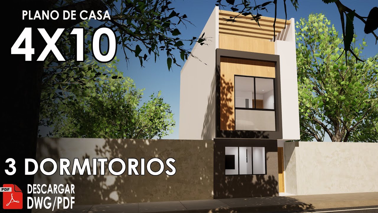 Plano de casa de 4x10 metros
