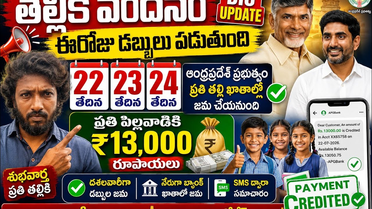 Talliki Vandanam BIG UPDATE 🔥 Money Credited Today | Check If You Received Payment! #TallikiVandanam