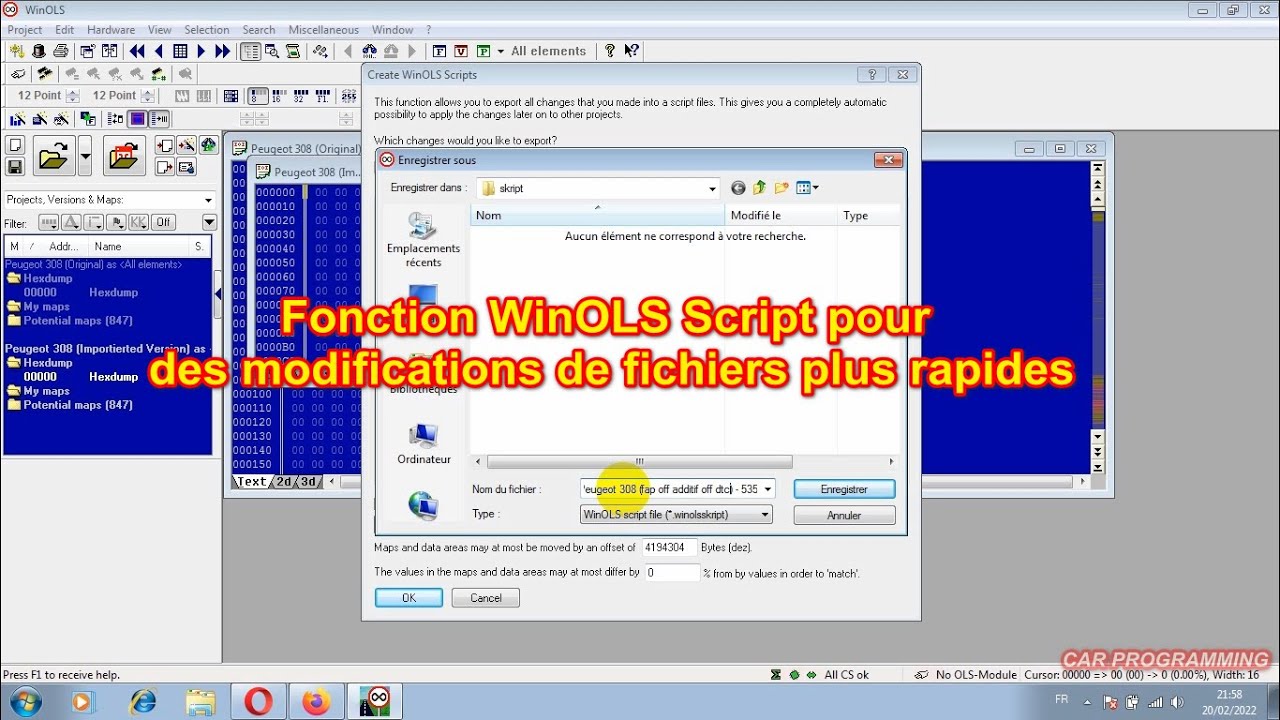 Fonction WinOLS Script pour des modifications de fichiers plus rapides
