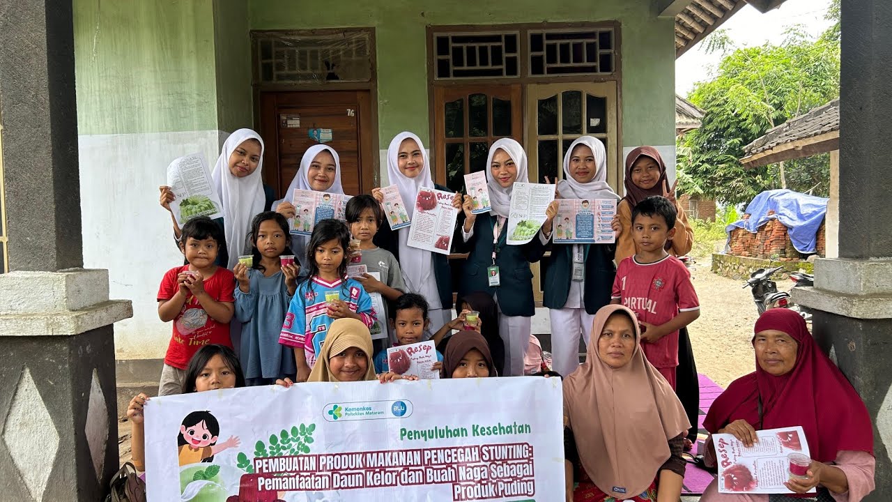 Penyuluhan Kesehatan- Pembuatan Makanan Pencegah Stunting: Pembuatan Puding Buah Naga dan Daun Kelor