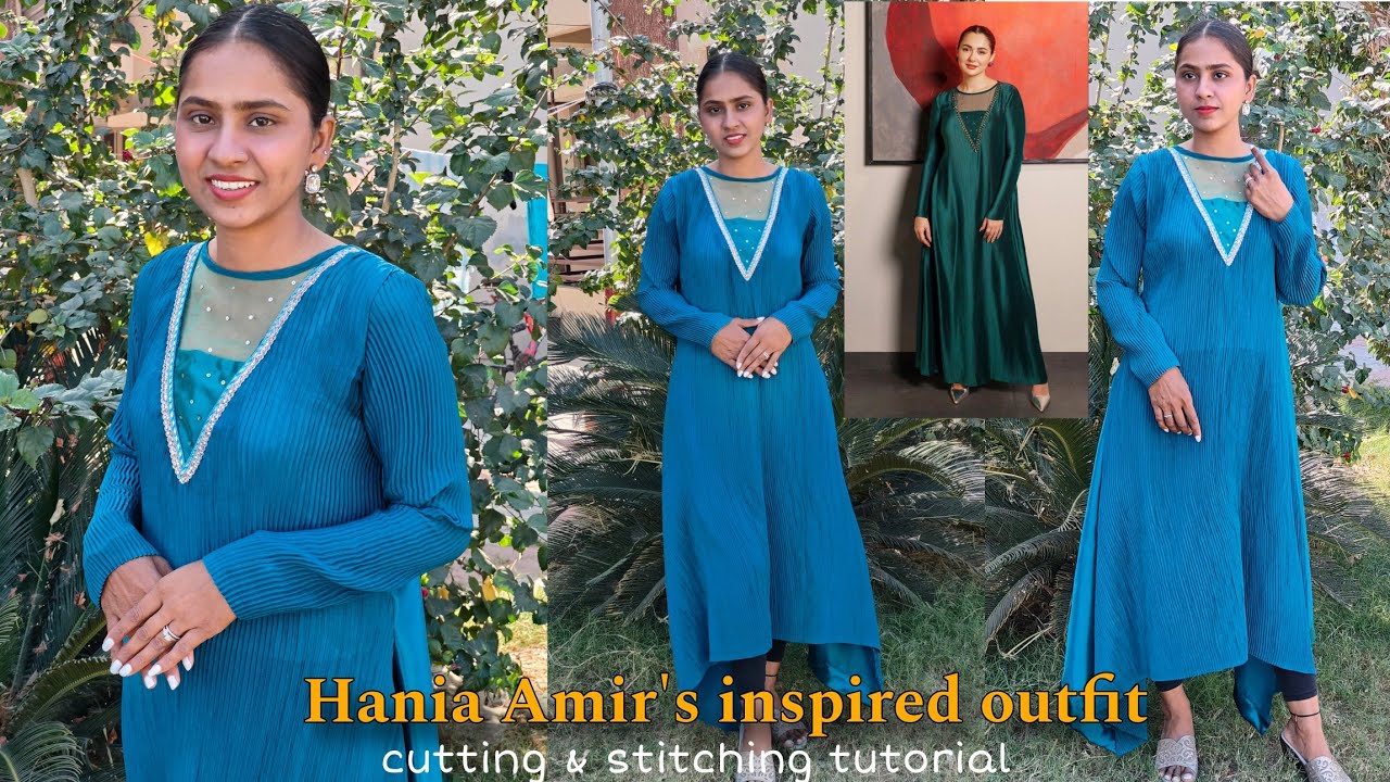 Hania Amir's inspired outfit/ Cutting and stitching tutorial/ Pakistani outfit