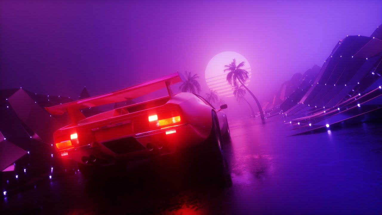🌌 Sunset Drive | Red Car & Neon Skies | Synthwave Aesthetic Loop