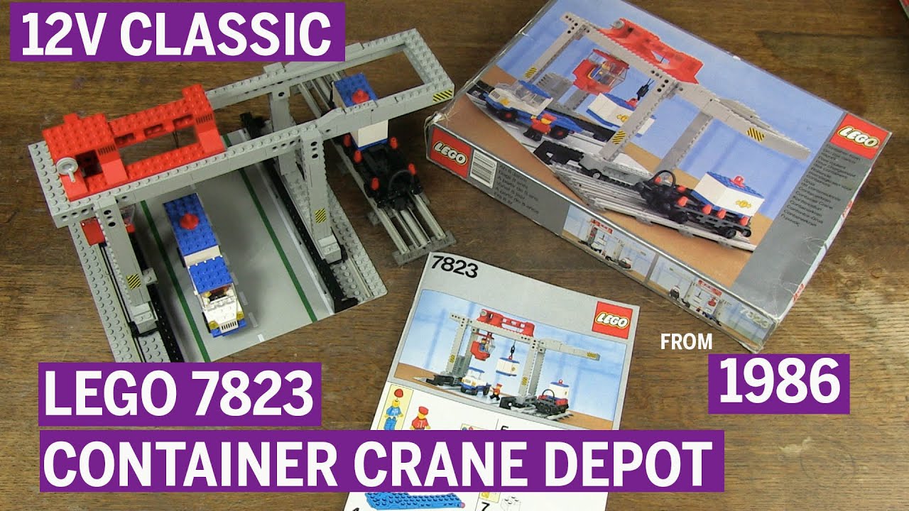 LEGO 7823 (1986) – 12-вольтовый контейнерный кран-депо | Обзор и сборка