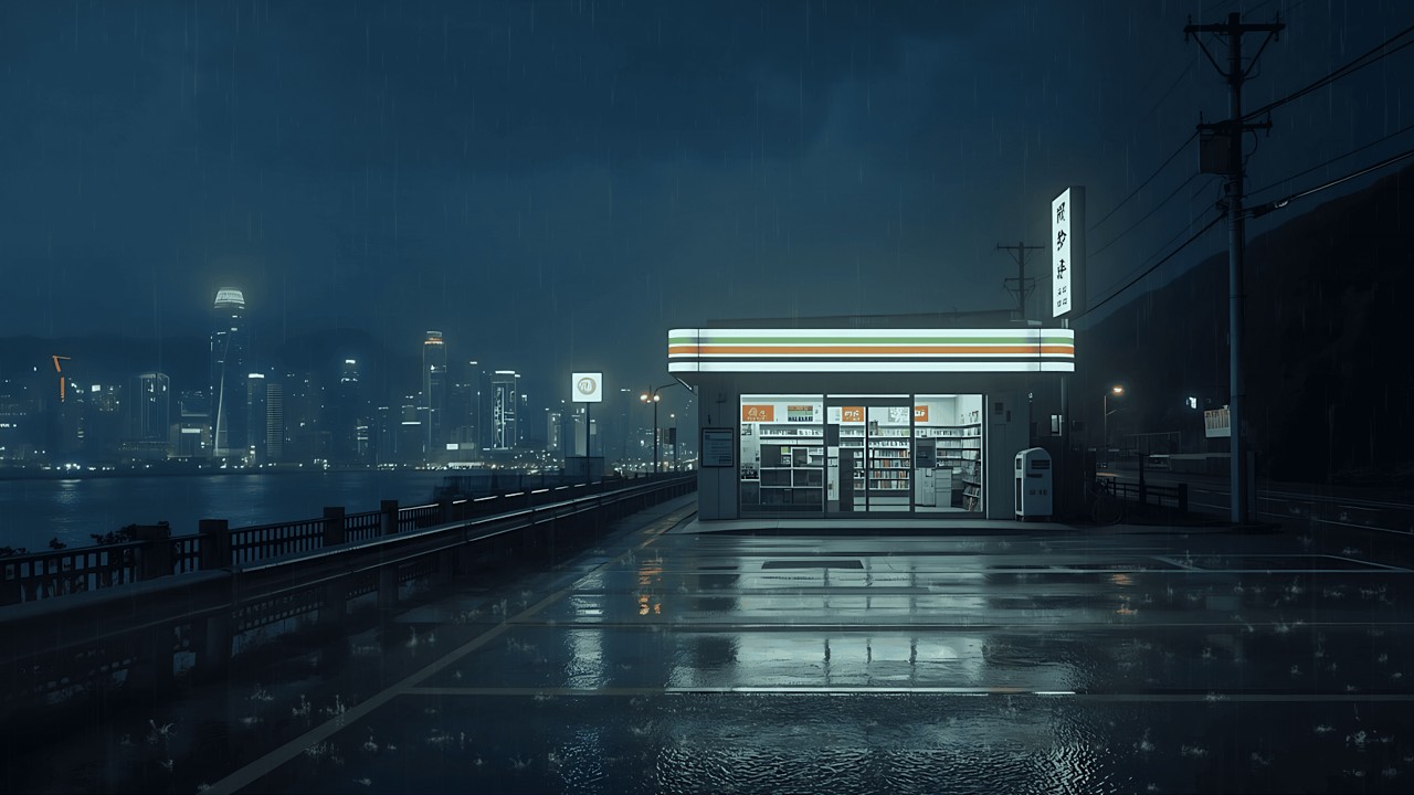 Osaka in Fading Rain 🌧️ — via 90s Lofi Soft Rain Street Mood | 4K
