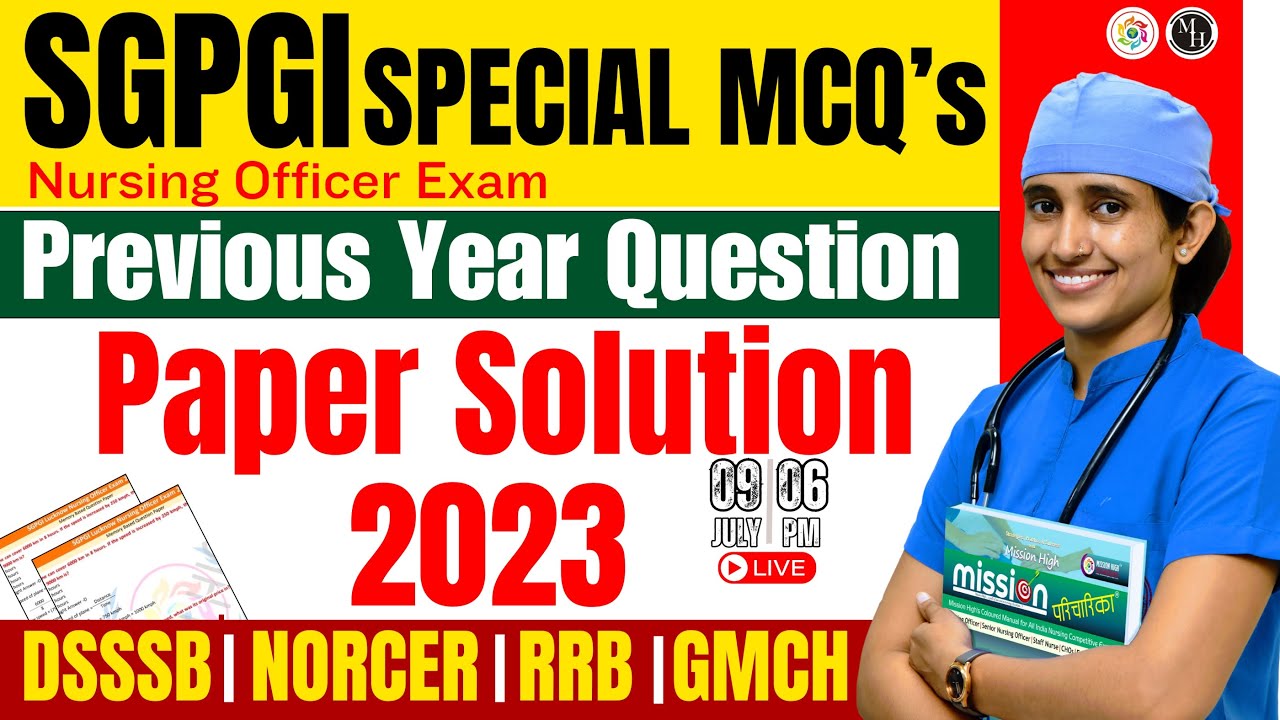 SGPGI staff nurse Previous year paper-2023 | SGPGI nursing Officer question paper PDF | #SGPGI_Exam