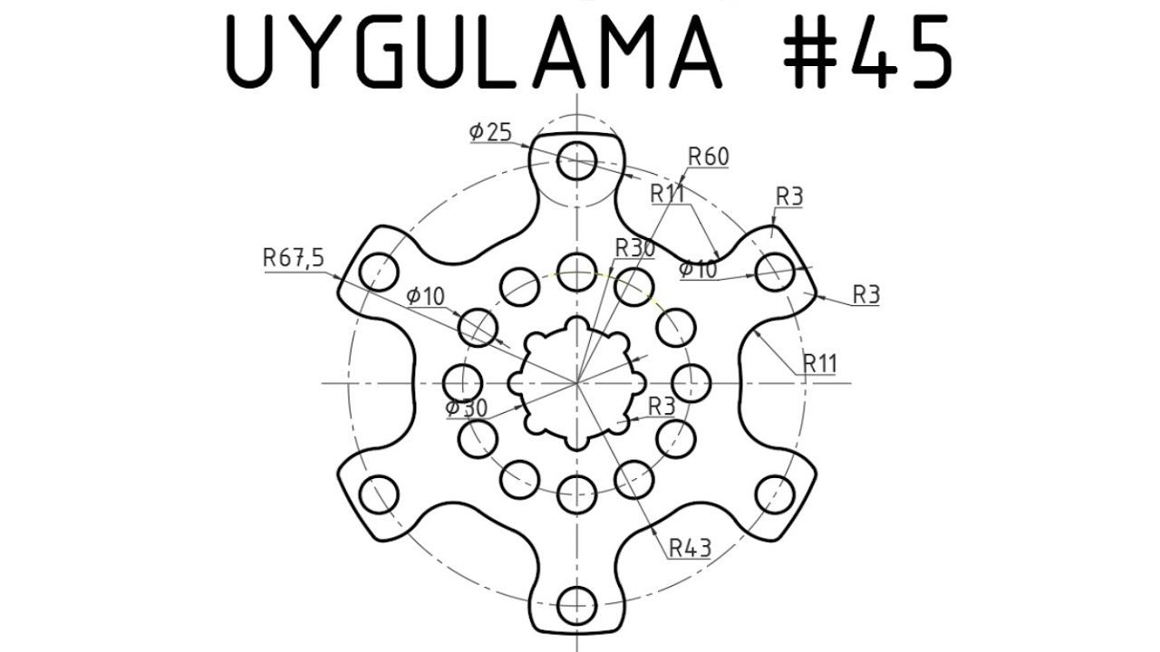 Autocad 2 Boyutlu Çizim  Uygulaması #45