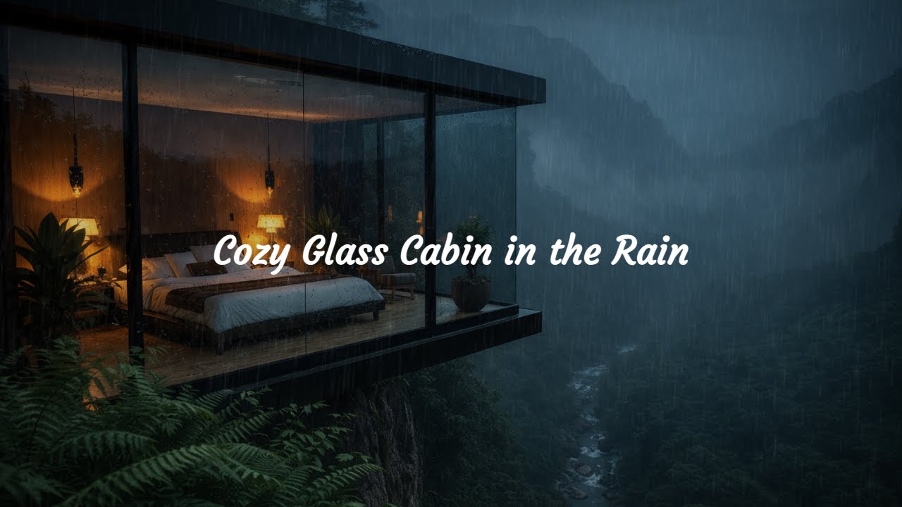 Rain Sounds for Deep Sleep | Cozy Glass Cabin in the Rain (ASMR) Fast sleep