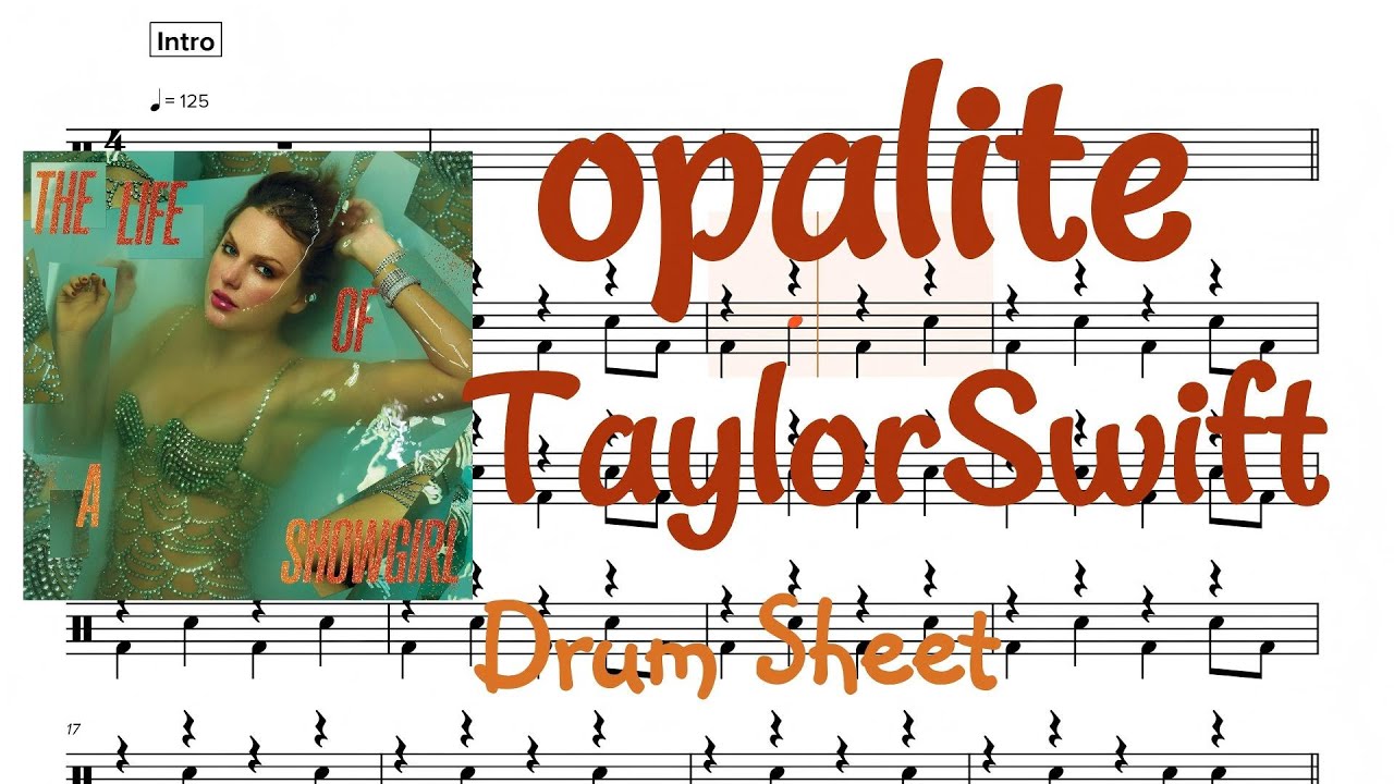 Taylor Swift – Opalite | Animated Drum Sheet (Beginner Groove Drum Cover)