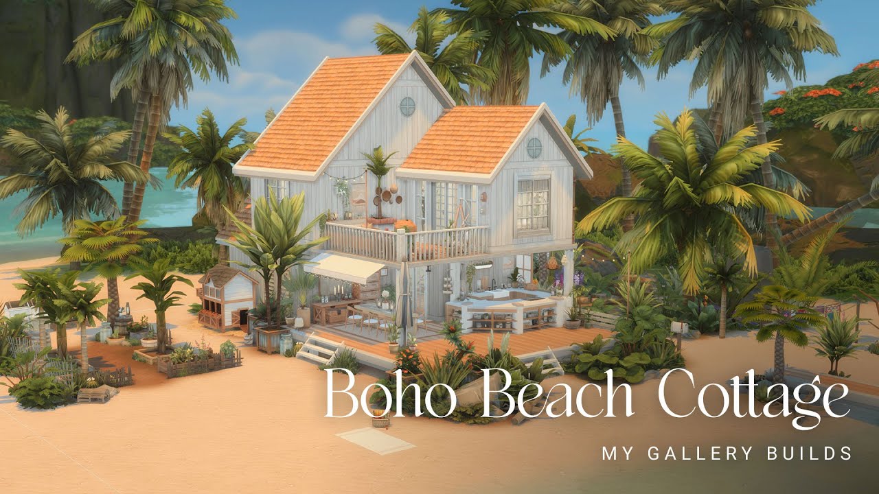 Boho Beach Cottage - Sims 4 | No CC 🪴