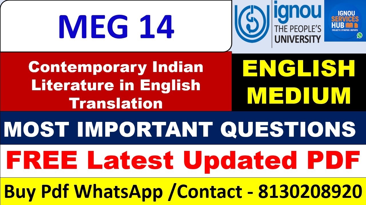 MEG-14 Contemporary Indian Literature in English Translation Most Important Questions & Answers 2026