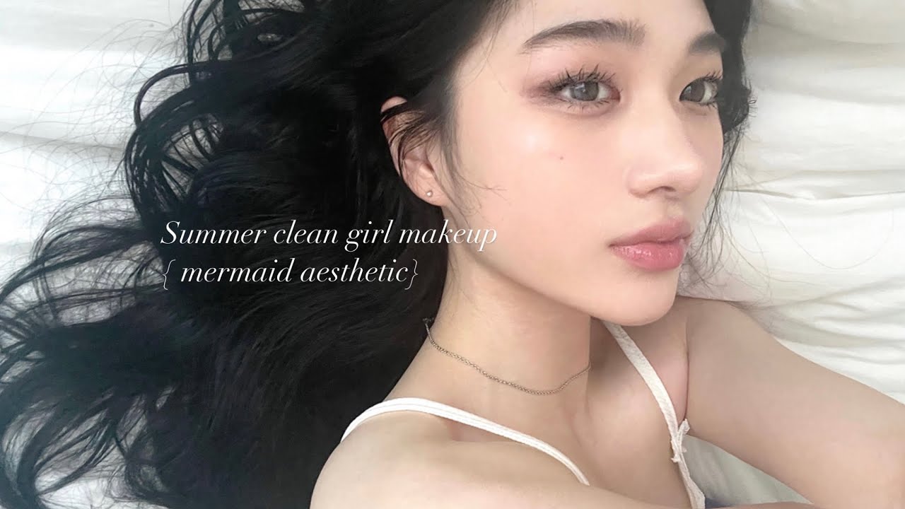 Summer clean girl makeup 🫧🐚 | 실험삼아 해봤는데 반응 최고였던 메이크업+ 렌즈정보🐋