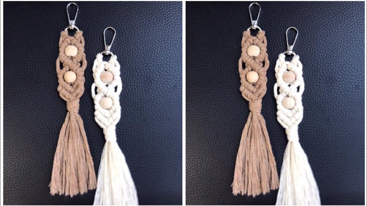 Easy and handmade tutorial for key chains and key pendants with macrame thread#diy #macrametutorial 