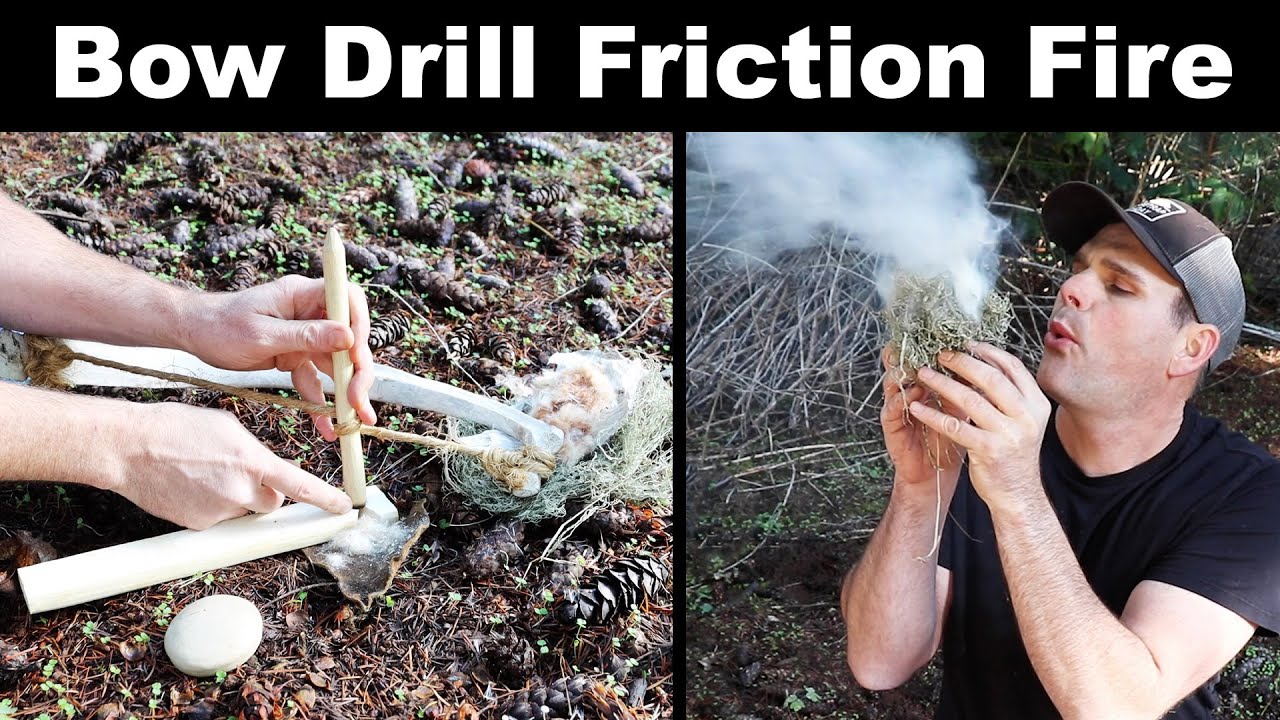 BOW DRILL Friction Fire - Bushcraft Survival Skills.   Mousetrap Monday.