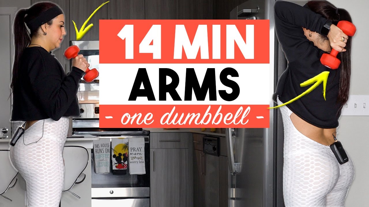 14 Min SINGLE DUMBBELL ARM WORKOUT AT HOME | Toned Arms Workout (Workouts with ONE Dumbbell)