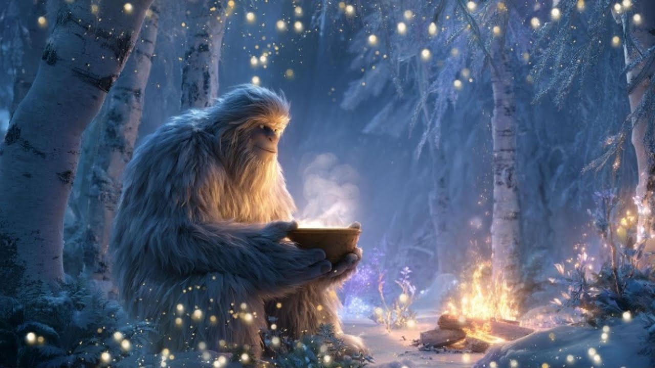 Magical Winter Yeti Ambience ❄️🔥 Campfire, Snow Forest & Cozy ASMR for Sleep