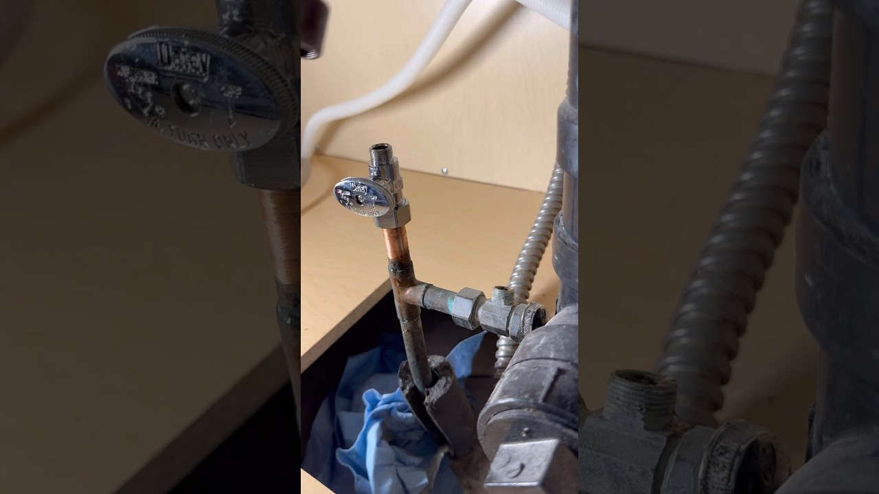 installing a new shut off valve under a kitchen sink #plumber #plumbing