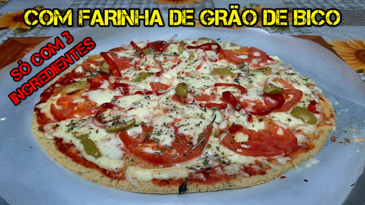 PIZZA COM MASSA DE FARINHA DE GRÃO DE BICO LOW CARB ( SEM GLÚTEM, OVOS, FERMENTO, GORDURA E LEITE)