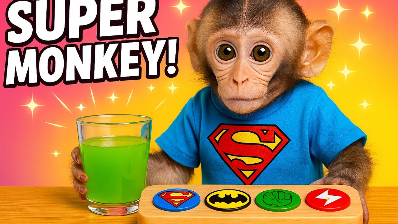 Bebé Mono BonBon limpia la casa y bebe leche dulce y colorida con el patito - MONOBONBON ESP