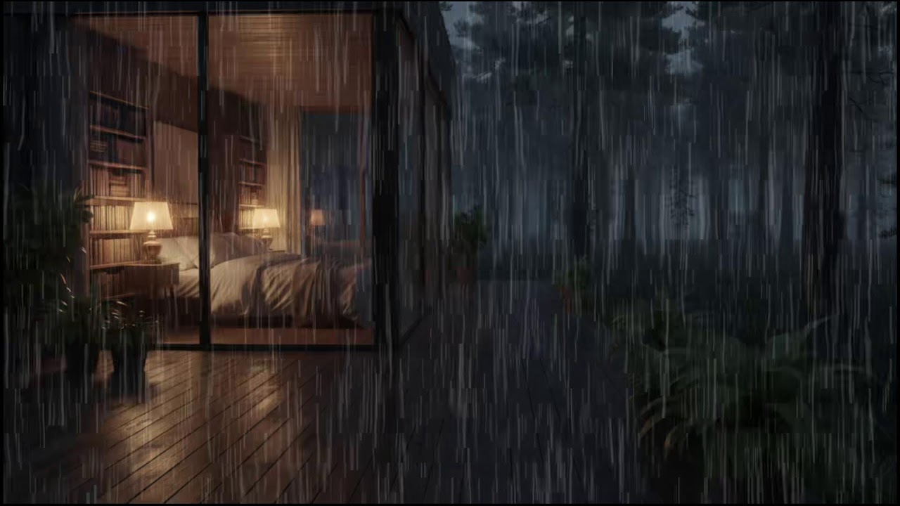Forest Cabin at Night 🌲 | Gentle rain falling outside, calming rain ambience for peaceful relaxation