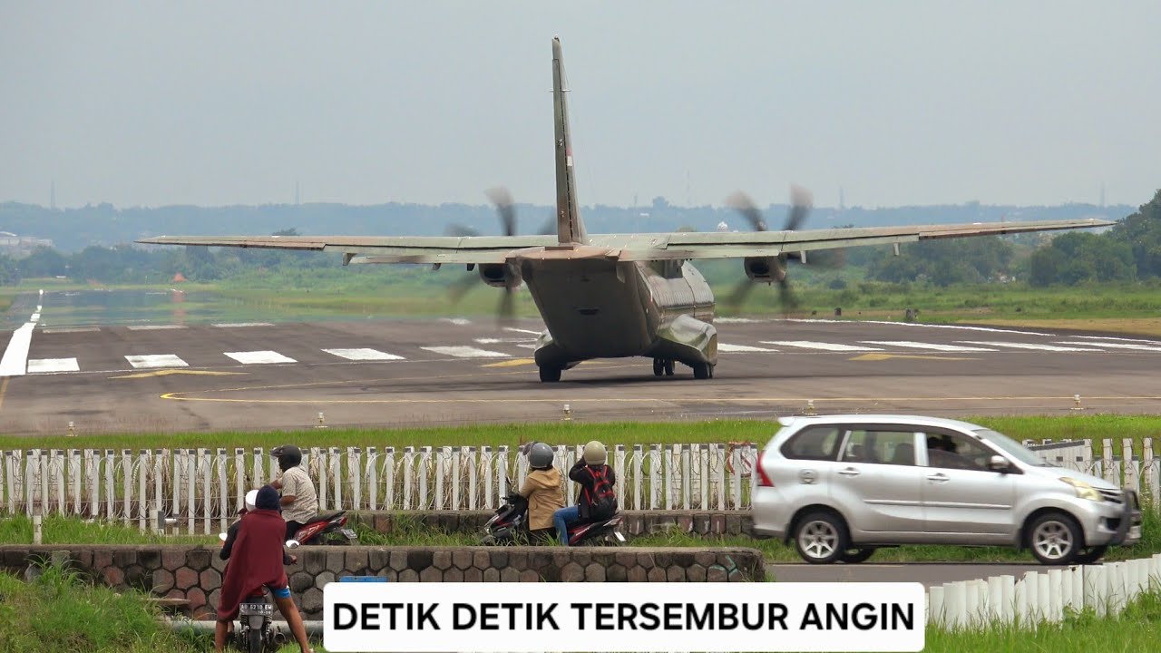 Momen Pesawat Milik TNI & POLRI Take Off Di Runway 08, Hempasan Anginnya Luar Biasa