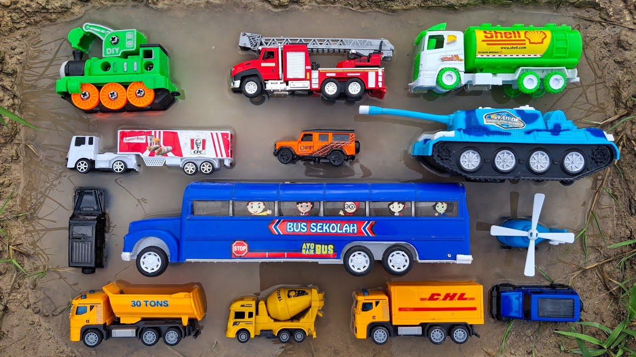 Mengumpulkan Dan Unboxing Banyak Mainan Mobil Truk, Mobil Off-road ,Kereta Api Thomas, Truk Molen