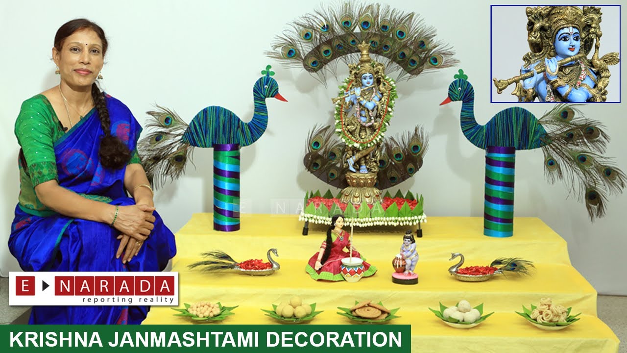 krishna janmashtami decoration ideas | krishna jayanthi | maiya yashoda | woollen peacock