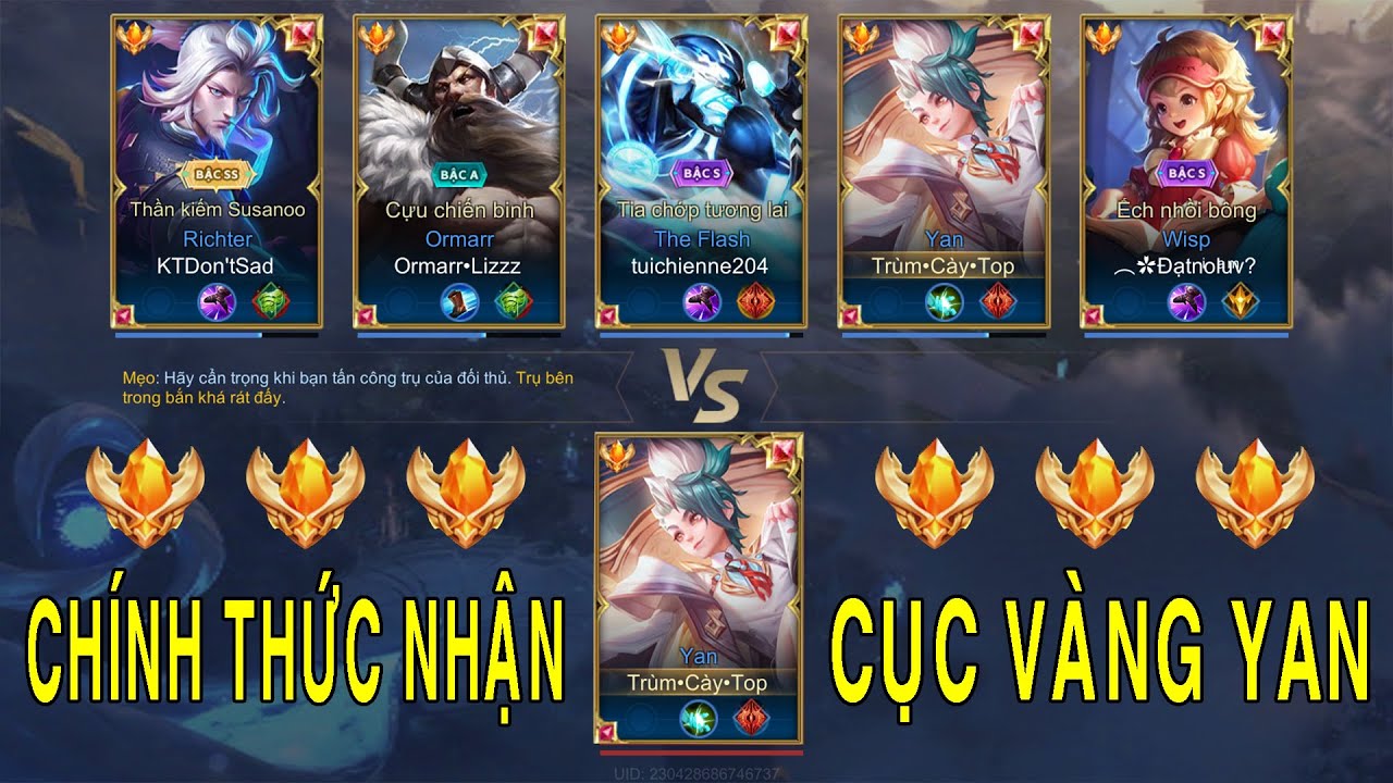 Yan Tanjiro | Ch&iacute;nh thức nhận cục v&agrave;ng top 1 yan Việt Nam với sự xuất hiện của 5 cục v&agrave;ng