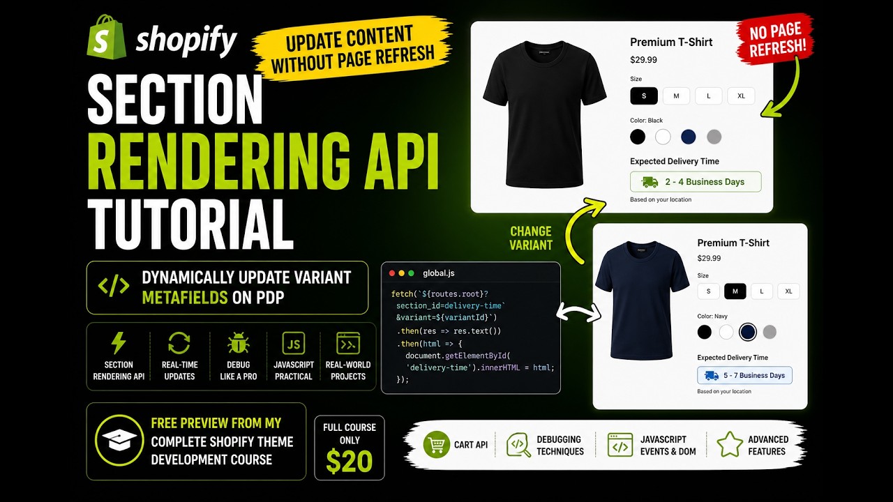 Shopify Section Rendering API Tutorial  - Update Page content without page refresh