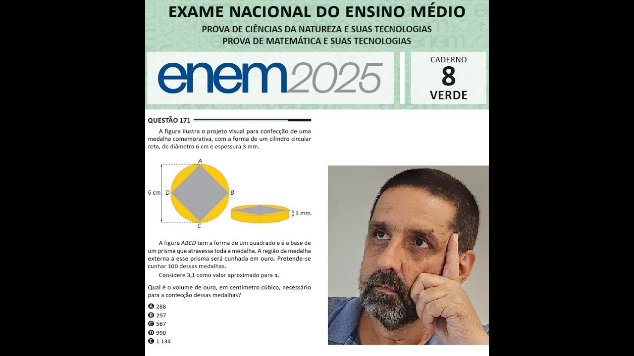 Enem 2025   Prova Verde   Questão 171   Geometria Espacial Volumes   Cilindro e Prisma