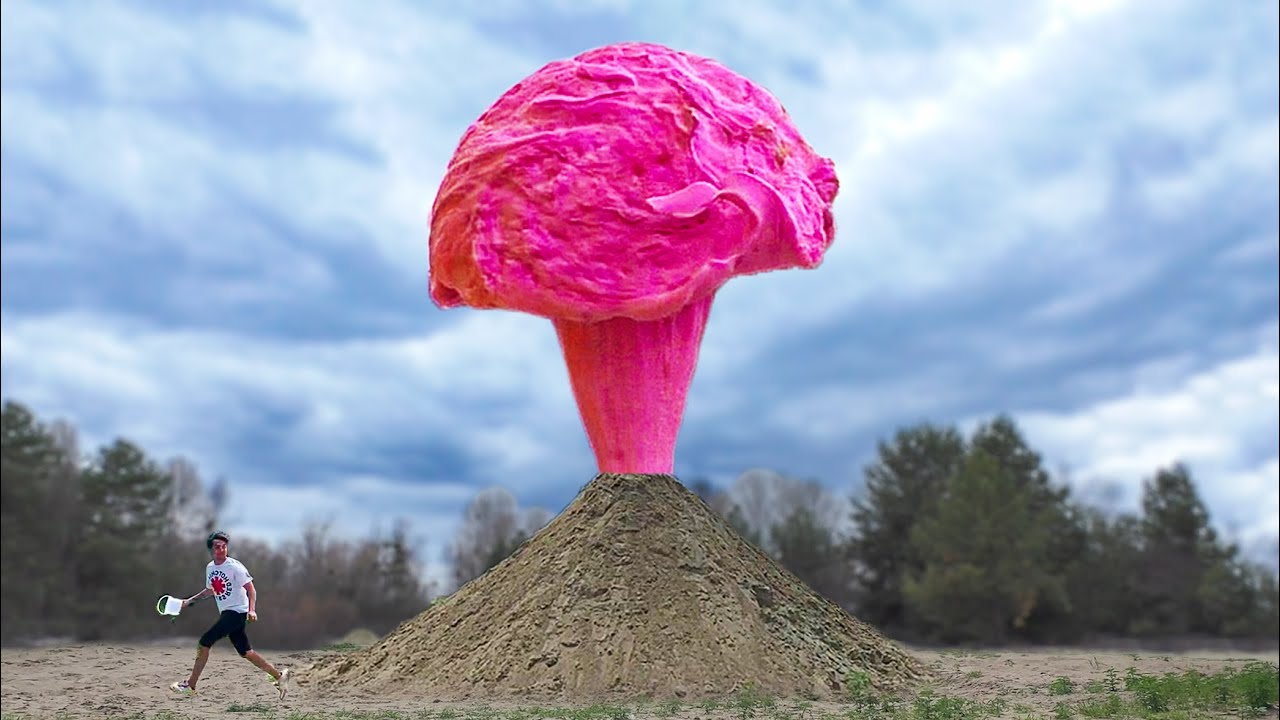 EXPERIMENT : Big Rose IceCream Eruption Volcano Toothpaste From Coca-cola,Fanta , Mirinda and MENTOS