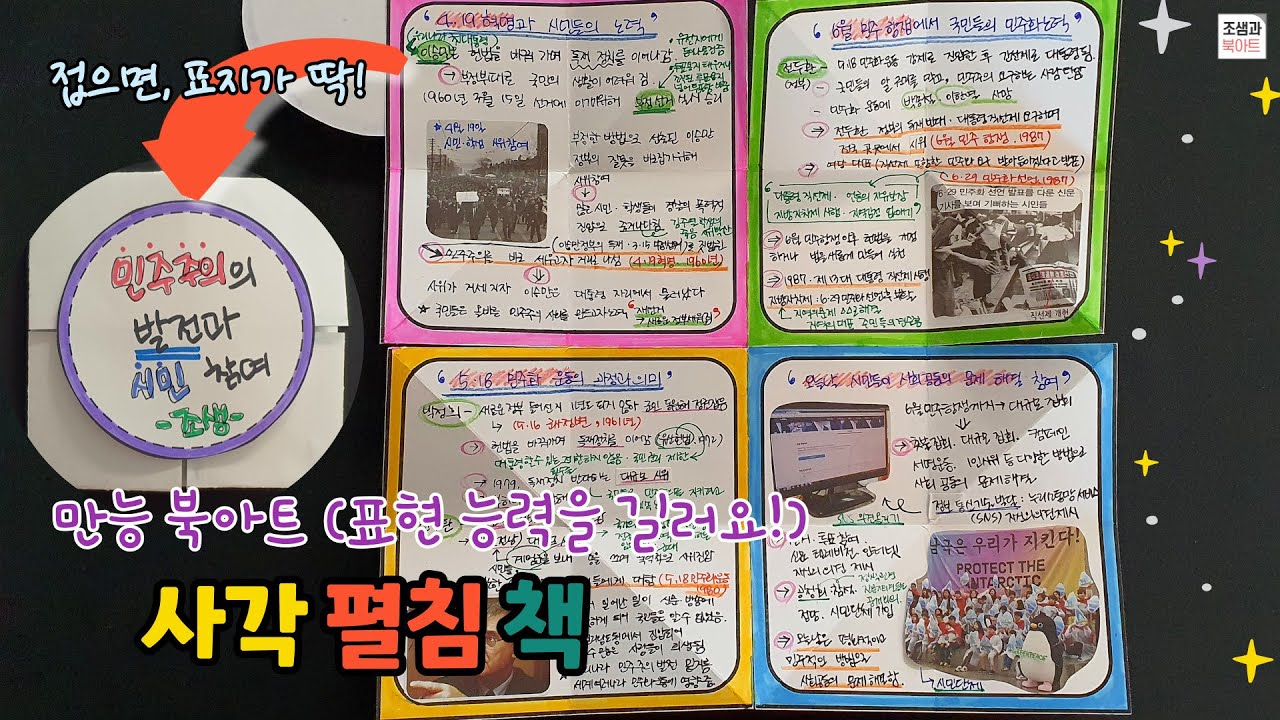 도안은 더보기) 만능 사각 펼침 책, 초등북아트, 교과북아트, 사회 북아트