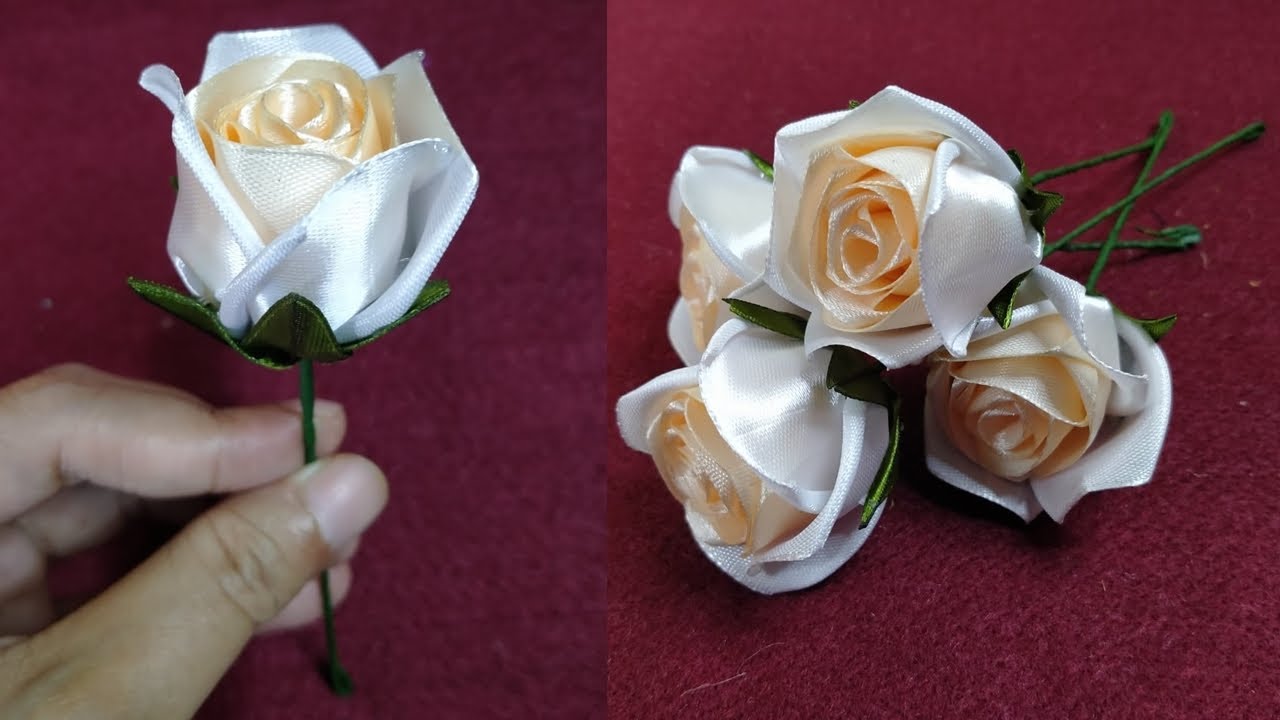 Cara Membuat Bunga Rose bud Dari Pita Satin | DIY