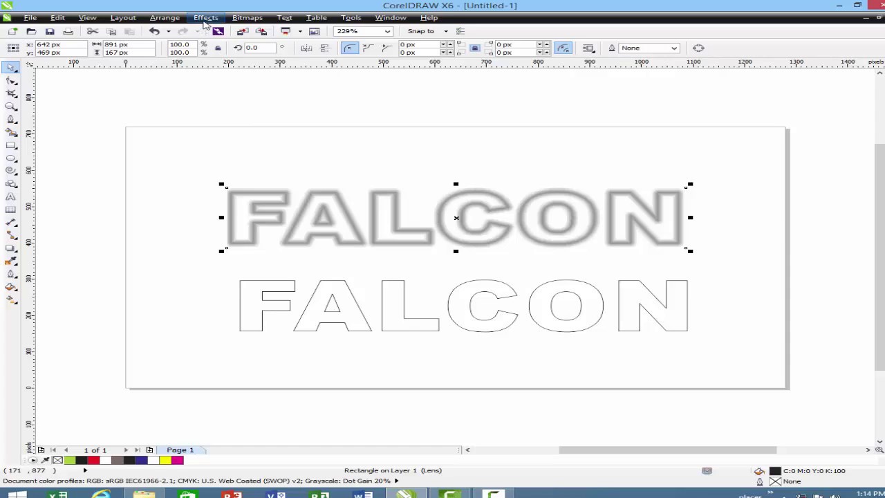 Coreldraw shadow effects,