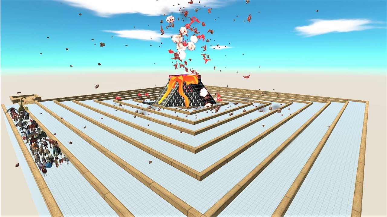 Survival Race. Volcano course 1st Round! | Animal Revolt Battle Simulator