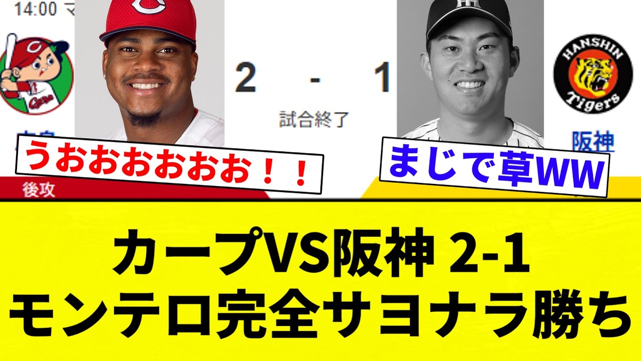 【サヨナラぶり負け】カープVS阪神 2-1 モンテロ完全サヨナラ勝ち【プロ野球反応集】【2chスレ】【なんG】