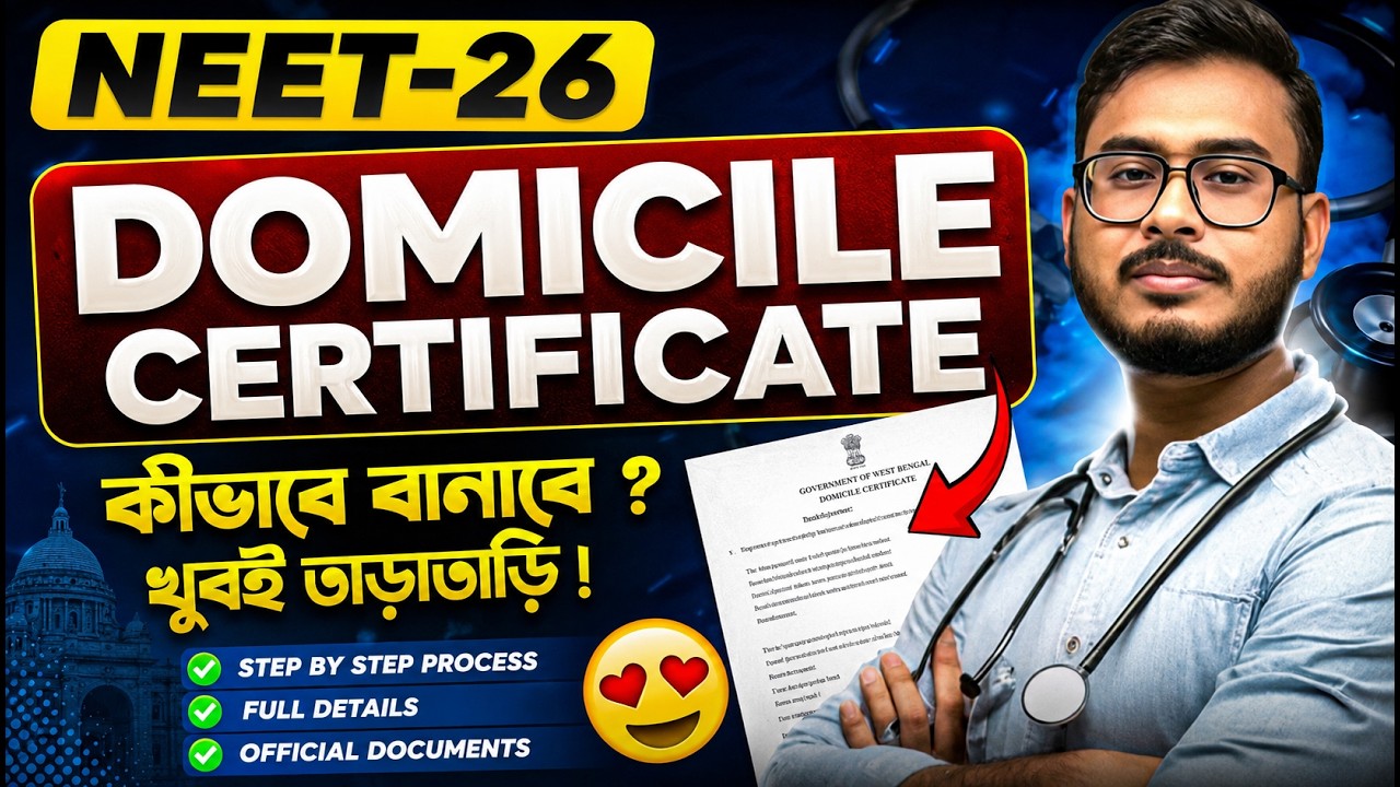 NEET 2026 Domicile Certificate for West Bengal | How to Apply Online? Complete Process in Bengali 🔥