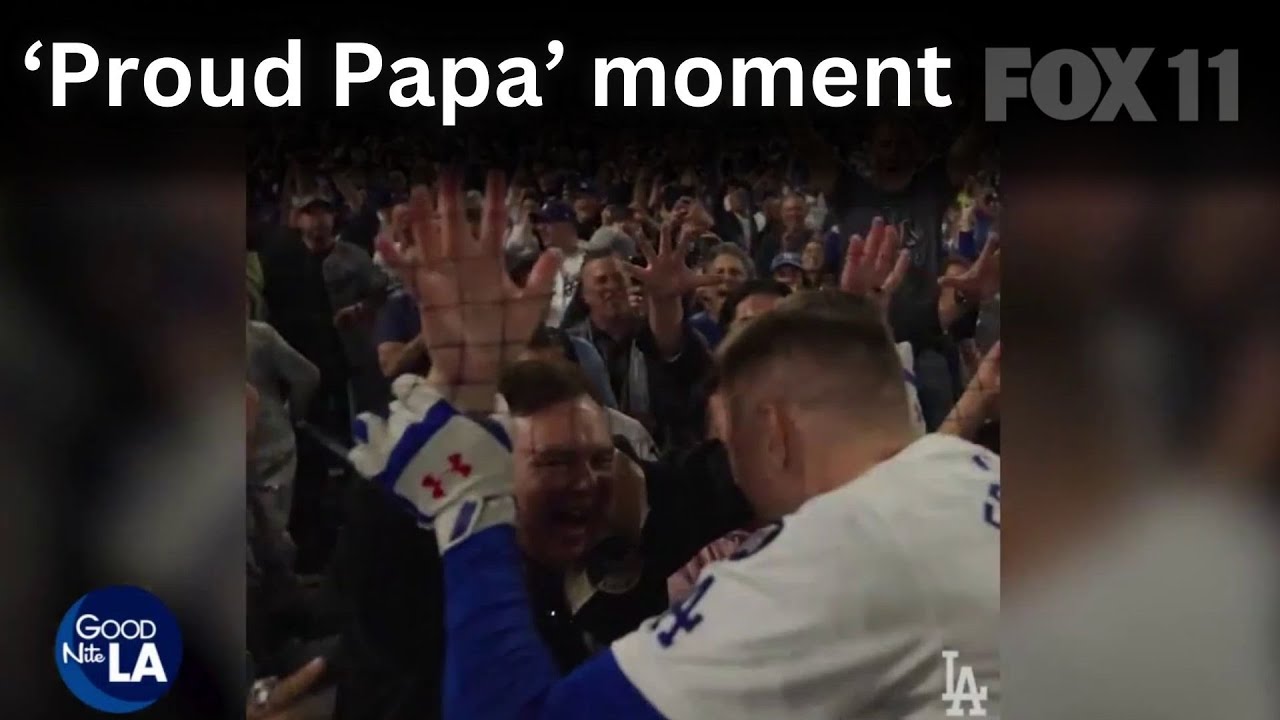 Freddie Freeman runs over to his dad after walkoff World Series grand slam