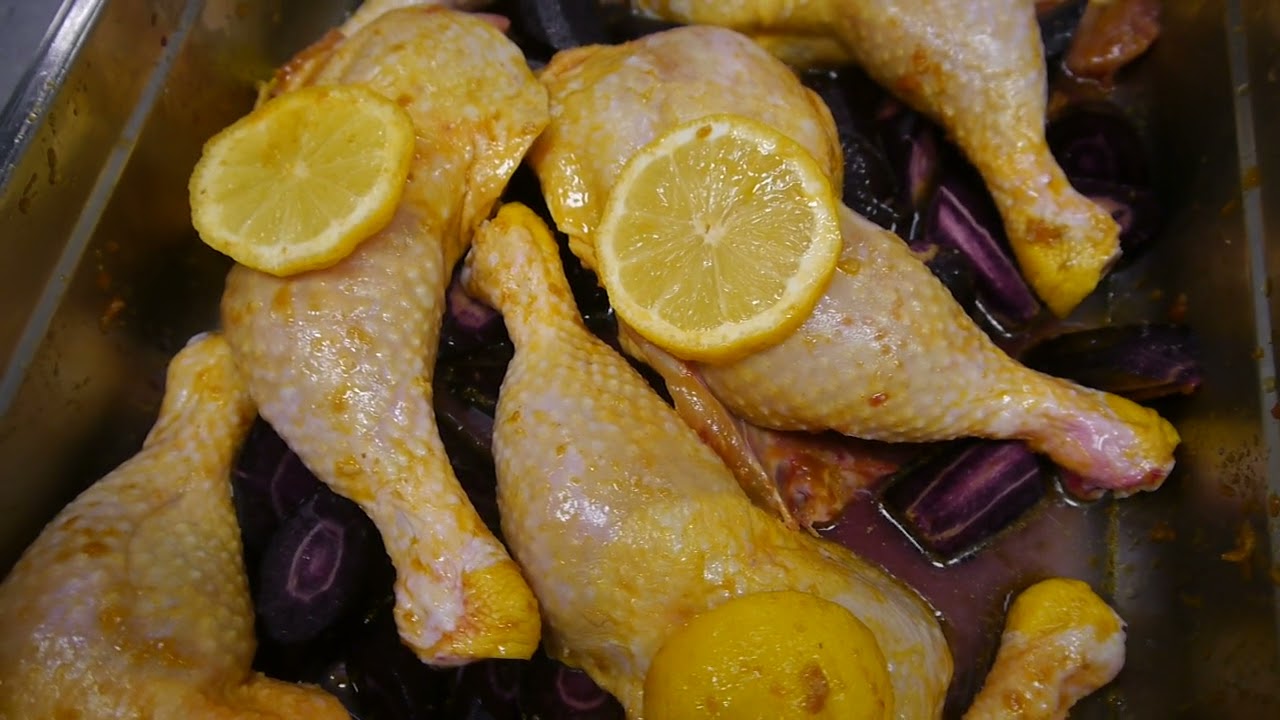 Topinambur mit Zitronenhähnchen, Mijadra und Chimmi Churri