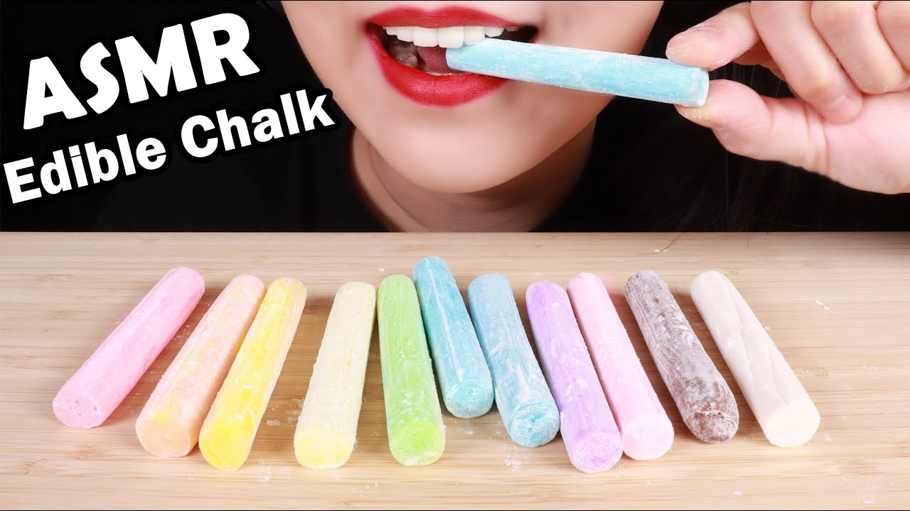 ASMR EDIBLE CHALK CANDY FOOD PRANK CRUNCHY EATING SOUNDS 분필 먹는 리얼사운드 먹방 노토킹 食用チョーク食べる 咀嚼音 WEIRD FOOD
