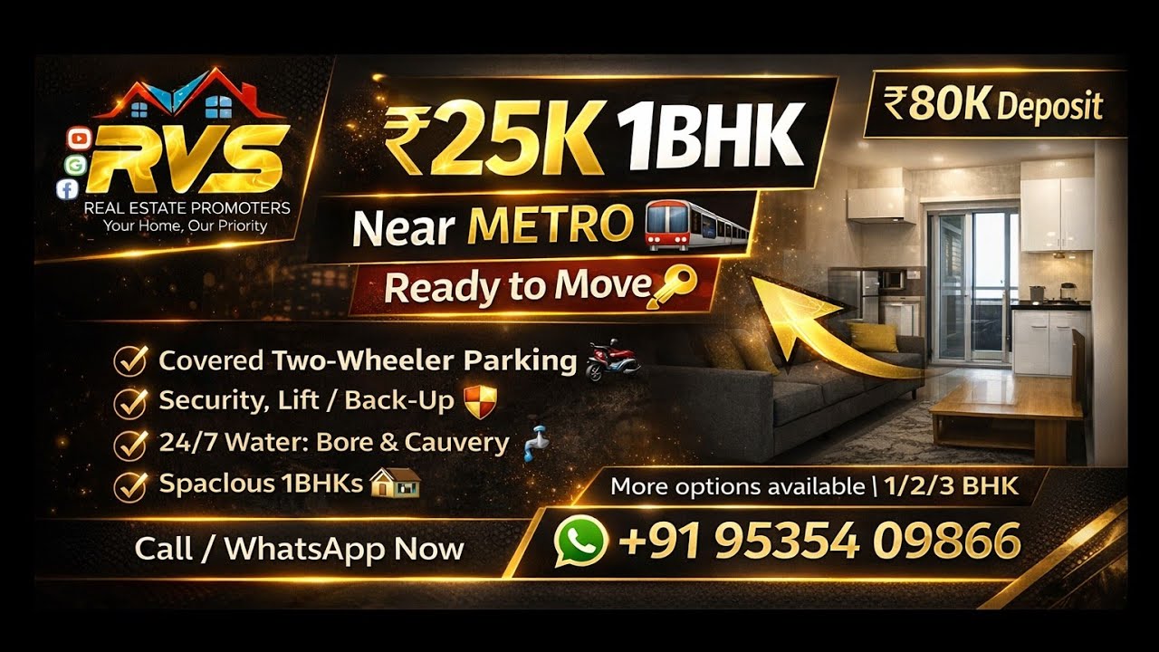 big 1bhk for Rent naer KR Puram metro station cal subbu to visit this flat immediately +919535409866